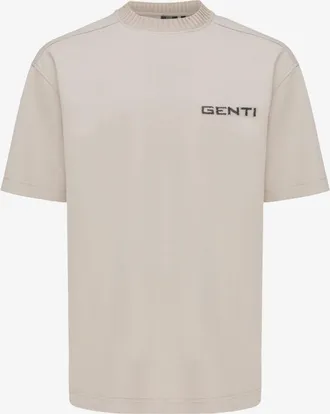 Genti Embroidered Logo T-shirt | Beige