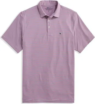 Vineyard Vines Anegada Stripe Sankaty Performance Polo in White/red/moonshine at Nordstrom, Size Xx-Large