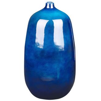 Beliani Beliani - Florero De Terracota Azul Oscuro 45 Cm Forma De Tarro Sala De Estar Vitoria