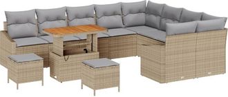 vidaXL Garden Sofa Set with Cushion 12 pcs Beige Poly rattan vidaXL