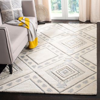 Safavieh Casablanca Hand Made Area Rug, Ivory / Grey Bohemian Style Non-Shedding