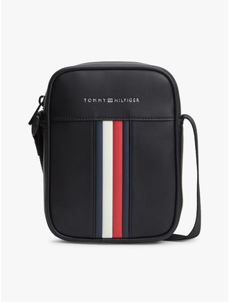 Tommy Hilfiger Mens Signature Stripe Reporter Bag - Black