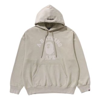 A Bathing Ape Garment Dye College Pullover Hoodie Beige 1L80-114-304-BGE