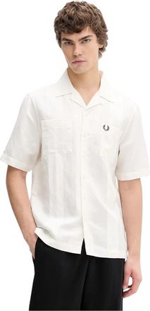 Fred Perry Short Sleeve Shirts - Heren - Korte mouwen Overhemden - Beige - L - Overhemden