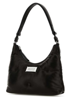 Maison Margiela Womens Black Nappa Leather Small Glam Slam Hobo Shoulder Bag T8013 Borse A Mano
