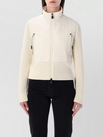 Moncler high collar knit cardigan zip pockets