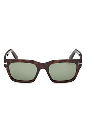 Tom Ford 55mm Polarized Square Sunglasses in Dark Havana /Polarized Green at Nordstrom
