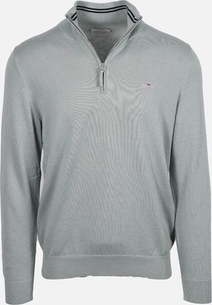 GANT Mens GANT CLASSIC COTTON HALF ZIP CERAMIC GREY - Size: 44