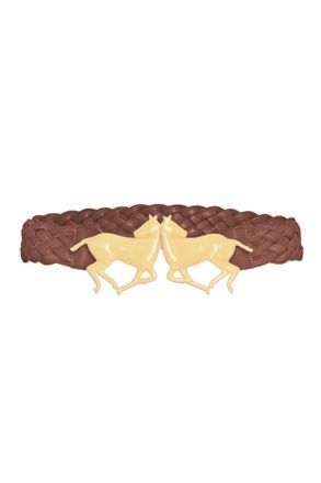 Juan de Dios Womens Polo Leather Braided Belt In Camel
