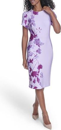 Calvin Klein Floral Sheath Midi Dress in Cherry Blossom Multi at Nordstrom Rack, Size 6