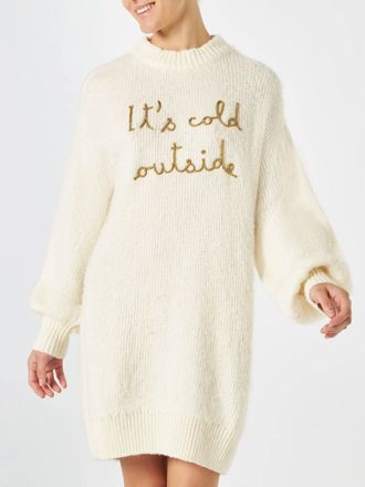 MC2 Saint Barth Brushed Knit Dress With Its Cold Outside Embroidery