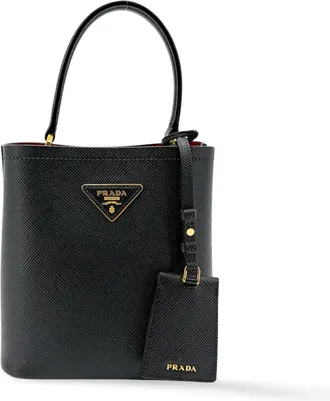 Prada Panier Saffiano Leather Small Bag Black Red