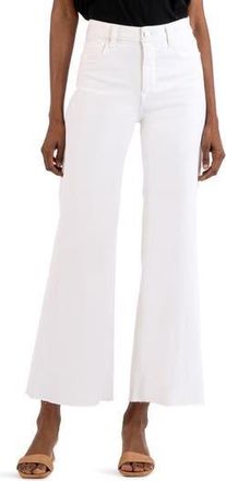 Kut from the Kloth Meg Fab Ab High Waist Raw Hem Ankle Wide Leg Jeans in Optic White at Nordstrom Rack, Size 18 (Similar To 14W)