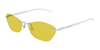 Alexander McQueen AM0525S 005 Mens Sunglasses Silver Size 57