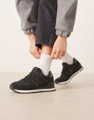 New Balance 574 - Sneakers nere con stampa pitonata-Nero