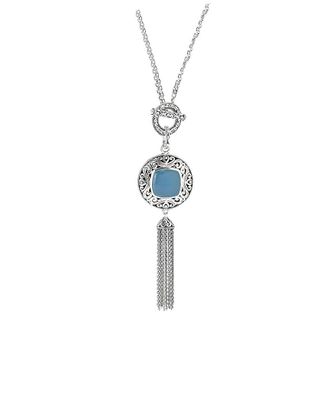 Samuel B. Silver 7.00 ct. tw. Blue Chalcedony Necklace