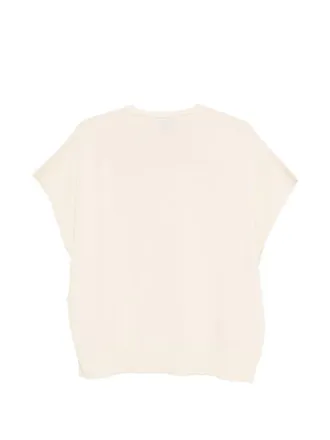 Alysi Crew Neck Cotton T-Shirt - Beige