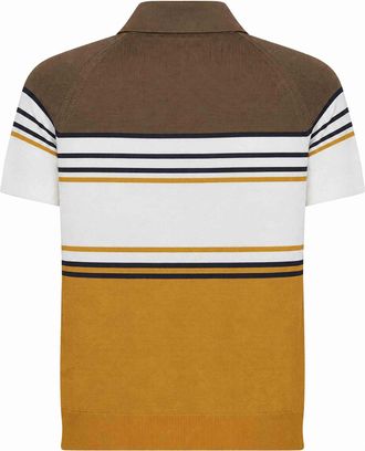 Fendi Mens Polo Shirt Multicolour Striped Polyester T-shirts And Polos