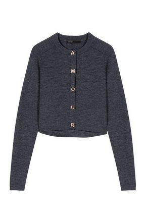 Maje Round-neck rib knit cardigan in Grey at Nordstrom, Size X-Small