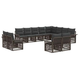 vidaXL Conjunto De Sof&aacute;s De Jard&iacute;n 12 Pcs Gris Y Gris Oscuro Vidaxl