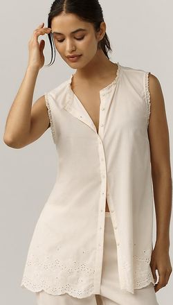Reformation Willa Scalloped Button-Front Top