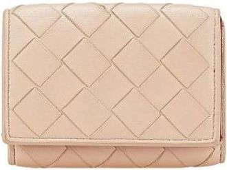 Bottega Veneta Pre-owned Wallets, female, Beige, Size: ONE SIZE Pre-owned Intrecciato Leather Trifold Wallet