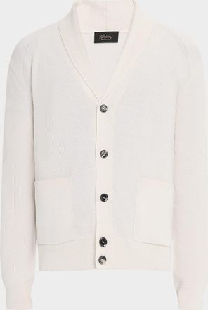Brioni Mens Cashmere and Wool Ribbed Cardigan