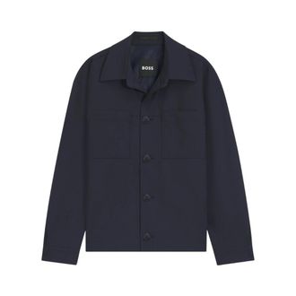 HUGO BOSS Relaxed-fit Overshirt - Heren - Zomerjassen - Blauw - M - Wol - Jassen