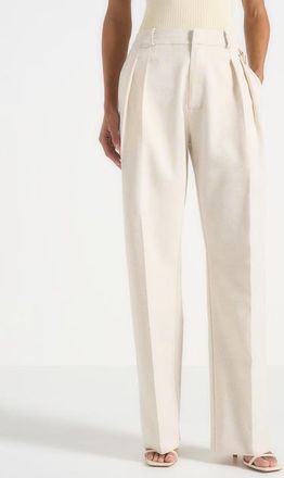 Mani&egrave;re De Voir Julie Linen Pleat Trousers in Natural at Nordstrom, Size 12