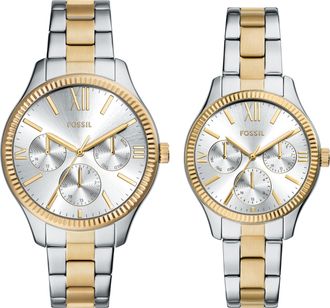 Fossil Outlet Mens Rye 42mm Multifunction Two-Tone Stainless Steel Watch