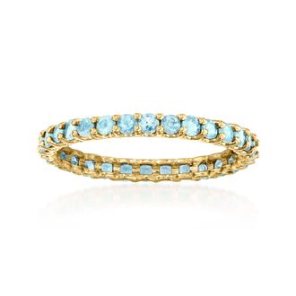 Ross-Simons Swiss Blue Topaz Eternity Band in 14kt Yellow Gold