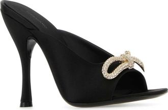 Ferragamo Womens Black Satin Mules Nero Sandali Sandal