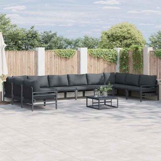 vidaXL Conjunto De Sof&aacute; De Jard&iacute;n 10 Pcs Antracita Acero Vidaxl