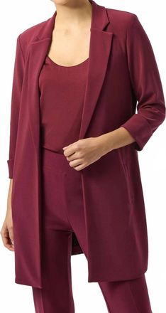 Joseph Ribkoff Chic Long Blazer In Merlot