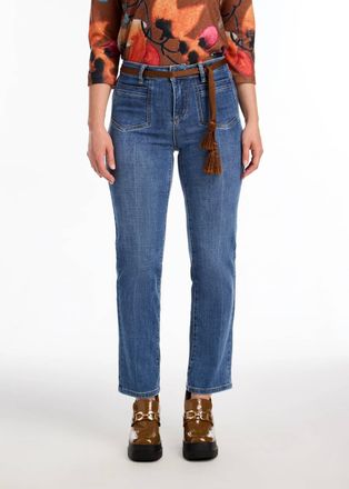 FDJ Olivia Pencil Ankle Denim With Removable Belt Jeans In Medium Blue Wash