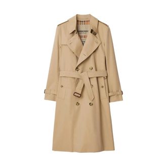 Burberry Klassieke regenkleding met stormflap - Heren - Trenchcoats - Bruin - M - Katoen - Jassen