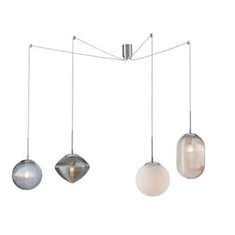 Netlighting Greenwich Glass Adjustable Cluster Drop Pendant E27 in White