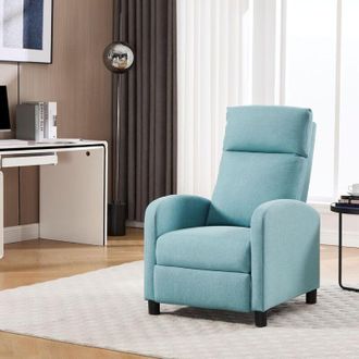 Woltu Poltrona Relax Reclinabile Regolabile Divano Monoposto con Poggiapiedi da Soggiorno Camera da Letto Blu - Woltu
