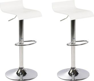 Beliani Beliani - Set of 2 Modern Swivel Bar Stools Silver Base Footrest Adjustable White Seat Valencia