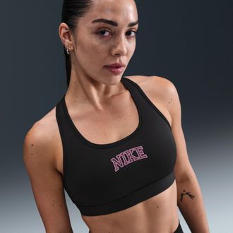 Nike Womens Swoosh Medium Support Padded Sports Bra in Black | IM7504-010