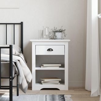 vidaXL Mesita De Noche Bodo Madera Maciza De Pino Blanco 53x38,5x67 Cm Vidaxl