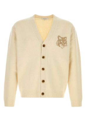 Maison Kitsuné Cream Wool Cardigan