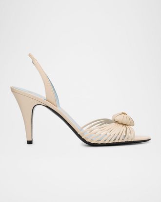 Valentino Garavani 85mm Royal Heart VLogo Leather Slingback Sandals