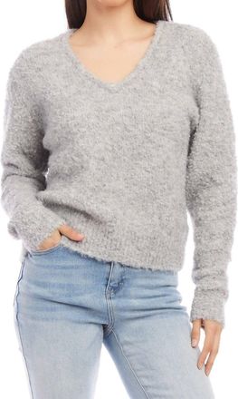 Fifteen Twenty Cozy V Neck Sweater In Gray