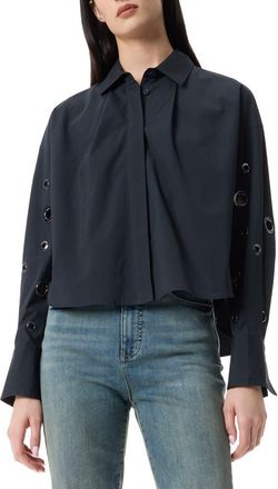 Robert Rodriguez Adara Grommet Long Sleeve Button-Up Shirt in Black at Nordstrom Rack, Size X-Small