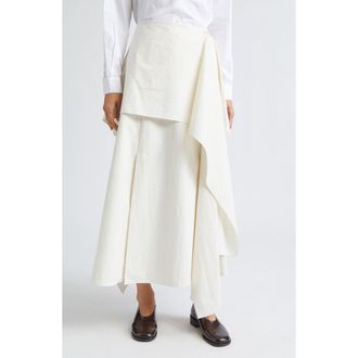 EENK Layered Cotton & Nylon Skirt in Ivory at Nordstrom, Size Large