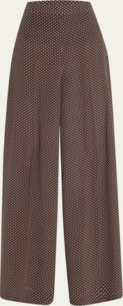 Michael Kors Polka-Dot Silk Flowy Wide-Leg Pants