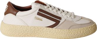 Puraai Cognac 1.01 Vintage Logo Details Leather Rubber Sneakers