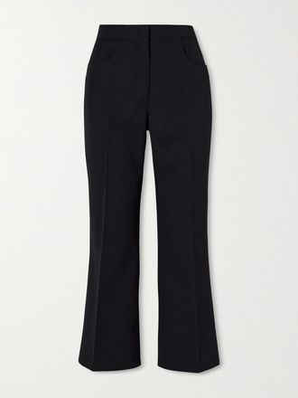 Jil Sander Pantaloni Cropped Svasati In Twill Di Lana - Nero