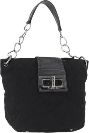 Chanel Pre-owned Shoulder Bags, female, Black, Size: ONE SIZE Pre-owned Vintage Nylon Shoulder Bag
